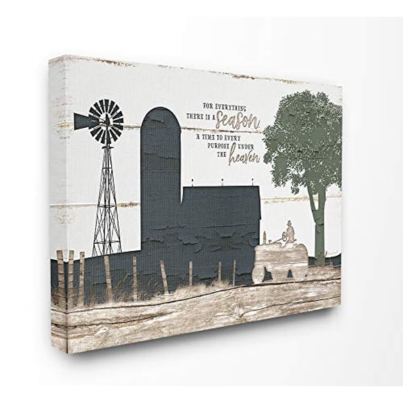 The Stupell Home Decor for Everything There is A Season Farm Homestead Silhouette Stretched Canvas Wall Art 36x48 Multi-Color