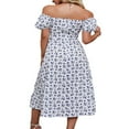 thumbnail image 4 of PENGXIANG Femmes Volant Manches Courtes Col Carré Boho Floral Midi Robe Fluide une Ligne Longue Robe, 4 of 7