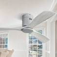 thumbnail image 3 of Sofucor 52 Inch Ceiling Fan Without Lights Flush Mount Ceiling Fan with Remote Control, Wood Blades , Silver, 3 of 10