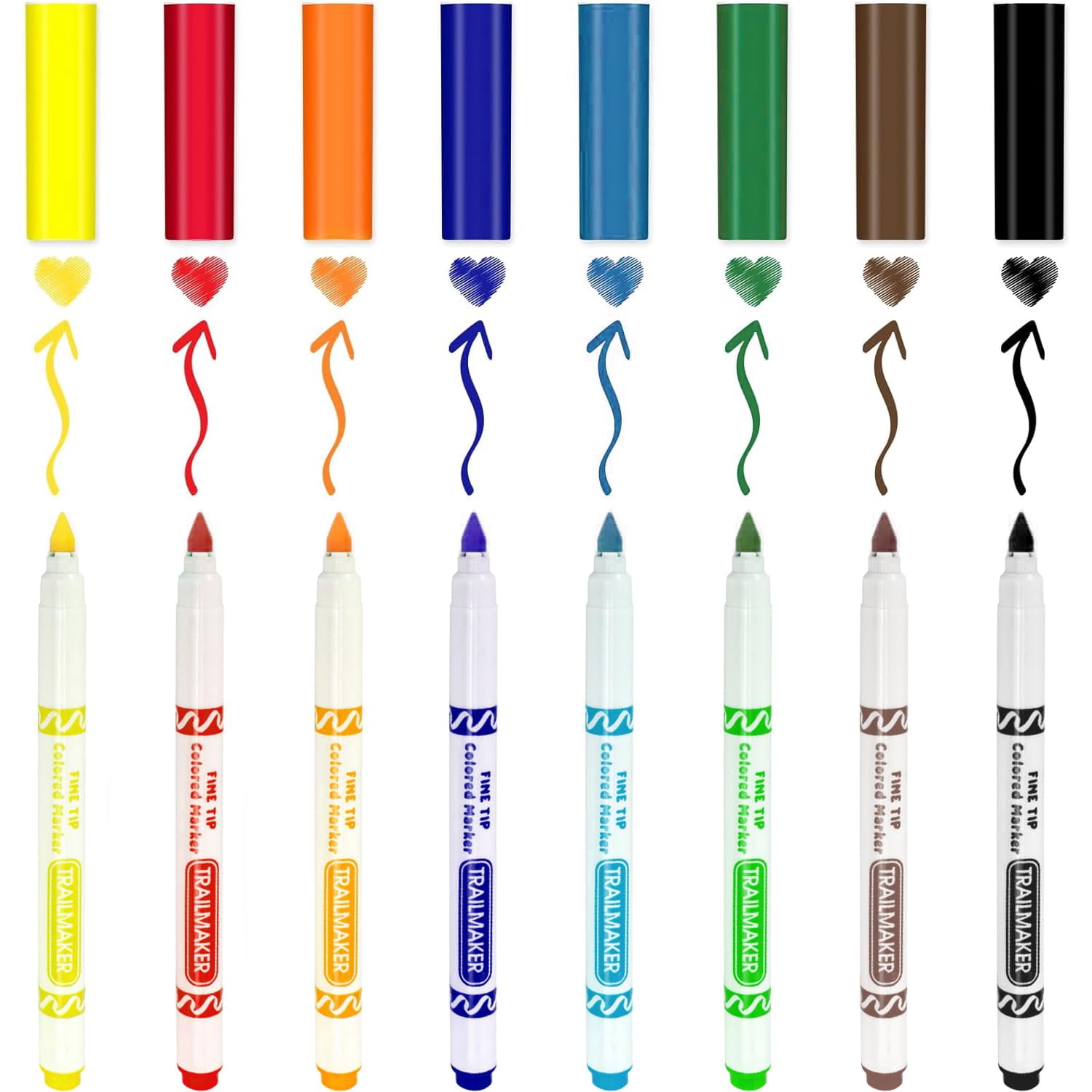 100 Pack of Bulk Wholesale Fine Line Washable Coloring Markers Containing 8 Markers Each Pack in Multiple Colors Total 800 Markers