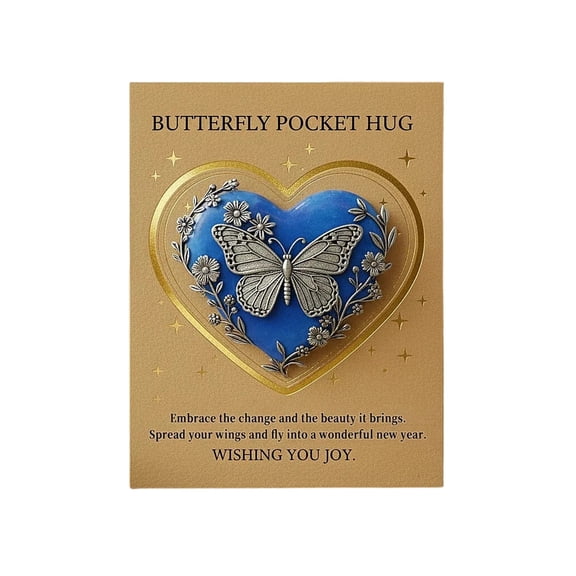 2026 New Year Pocket Hug Keepsake – a Symbol of Hope, Strength & Love, Deep Blue Heart Stone Pocket Hug Token Witn Gold-Accented Card, Inspirational Gift for Friends & Family
