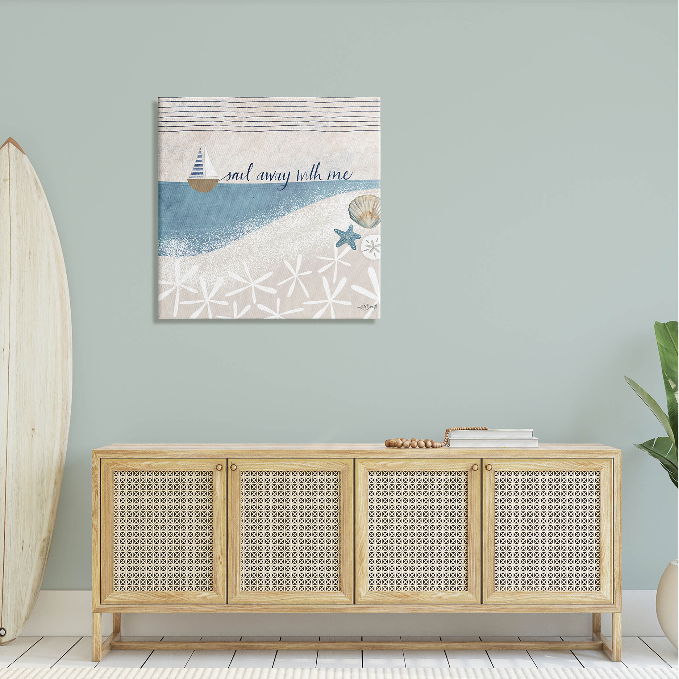 Stupell Industries Sail Away With Me Patterned Beach Graphic Art Gallery Wrapped Canvas Print Wall Art, Design by Katie Doucette