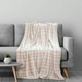 thumbnail image 3 of Brushed Check Tan Green Reversible Velvet and Sherpa Throw Blanket, 3 of 4