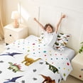 thumbnail image 3 of Metsweet Animal Dinosaur Twin Duvet Cover, Jungle Wildlife Twin Bedding, Green Brown Gray,2pcs,1 Duvet Cover and 1 Pillowcase, 3 of 6