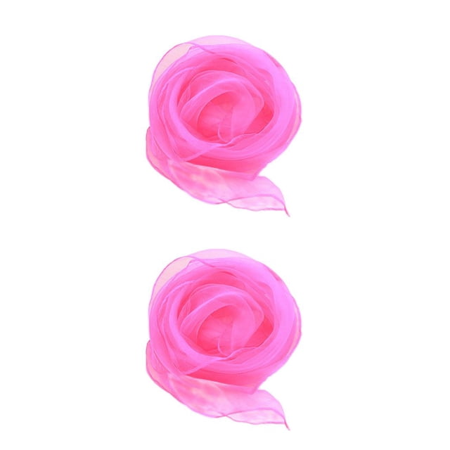 Minnieouse Bufandas cuadradas Pañuelo de gasa Accesorios de tela Accesorios sedosos Ropa informal para niños de jardín de infantes para Fucsia 60*60cm 2Conjunto
