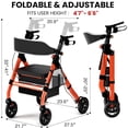 thumbnail image 3 of QEEKA Foldable Rollator Walkers with Seat for Seniors,450 lb Capacity,8" Wheels,18" Big Seat,6-Position Adjustable Height,Heavy-Duty Aluminum Rolling Walker, 3 of 7
