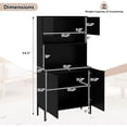 thumbnail image 3 of LOKO 64.5” Tall Kitchen Pantry Cabinet, Buffet Sideboard with Charging Station, Modern Wine Bar Cabinet with Wine Glass Rack, Kitchen Hutch Cupboard for Dining Room, Living Room (Black), 3 of 9