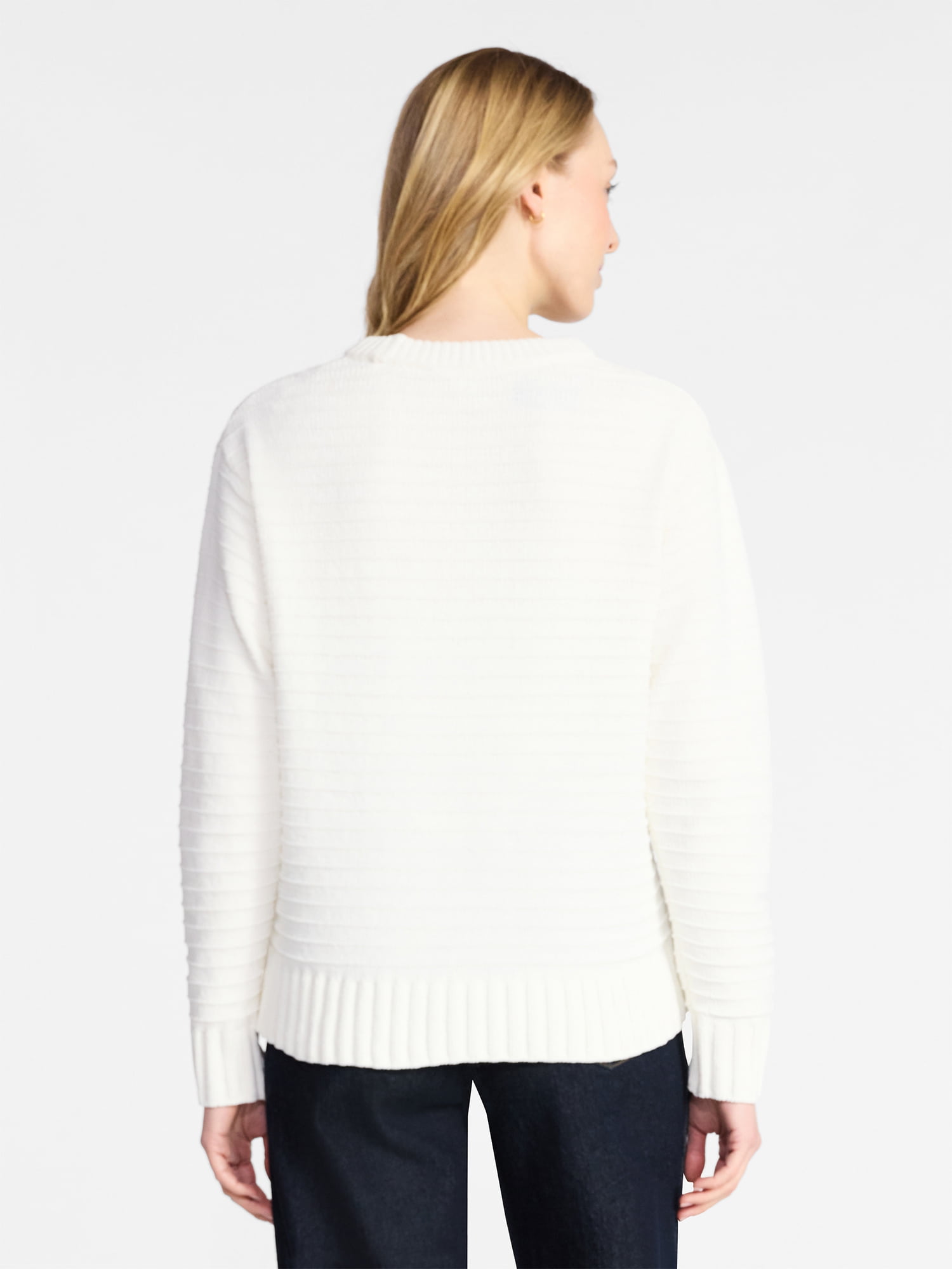 Time and Tru Women's and Women's Plus Long Sleeve Chenille Pullover, Sizes XS-4X