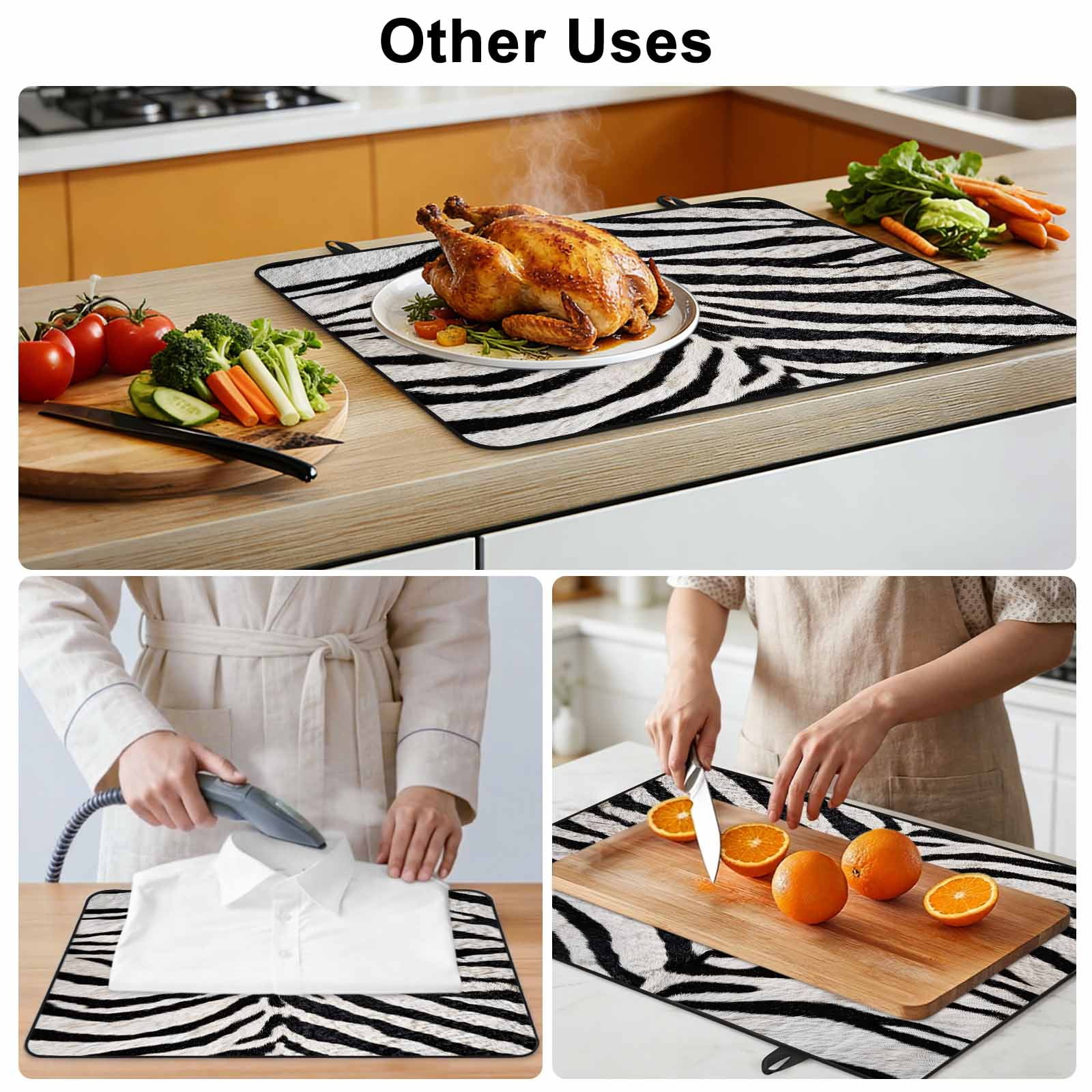 Black White Zebras Stove Top Cover for Electric Stove, Heat-proof & Non Slip Glass Top Stove Cover Protector, Vintage Abstract Art Kitchen Flat Cooktop Rubber Mat 24x21 Inches