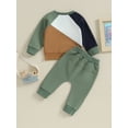 thumbnail image 4 of FEORJGP Toddler Newborn Boys Pants Set Baby Casual Contrast Color Pullover Loose Fit Sweatshirt Tops and Elastic Waist Pants Long Sweatpants Outfits Pants Suits Activewear, 4 of 9