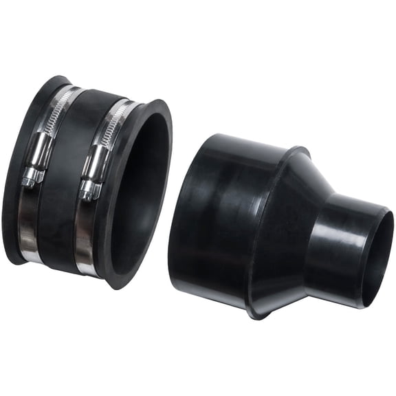 POWERTEC 4 inch to 2-1/2 inch Reducer and 4 inch Dust Control Flex Cuff with Stainless Steel Hose Clamps, Dust Collection Fitting for Woodworking Dust Collection Hose and Dust Ports  (70322)