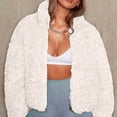 thumbnail image 6 of Female Fleece Full-Zip Jacket Long Sleeve Coat Soft Warm with Pockets White S, 6 of 9