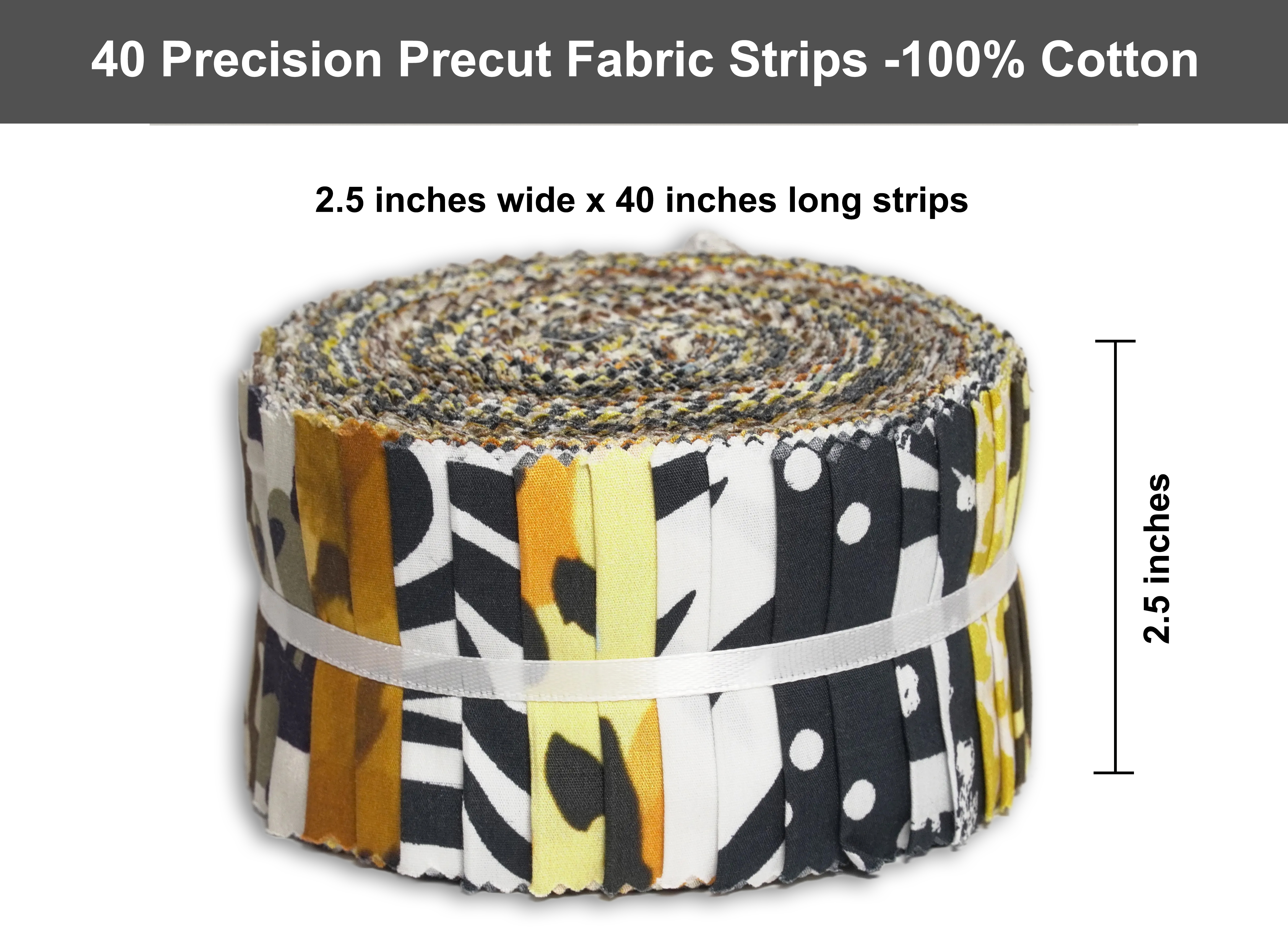 Soimoi 40Pcs Animal Skin Print Precut Fabrics Strips Roll Up 2.5 x 42 inches Cotton Jelly Rolls for Quilting - Multicolor