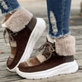 thumbnail image 2 of YOUYEDIAN Boots for Women Fall Winter Plush Soft Fashion Lace-up Platform Casual Warm Round Toe Mid Calf Boots Versatile Fuzzy Outdoor Non Slip Snow Shoes, 2 of 5