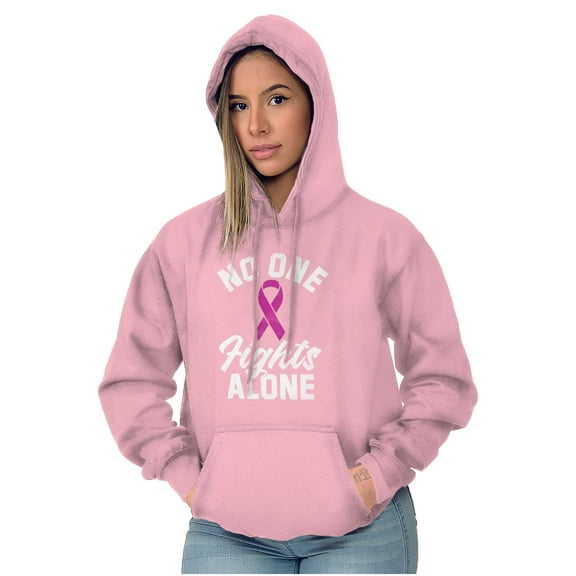 Breast Cancer No One Fights Alone Hoodie Sweatshirt Women Brisco Brands S