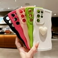 thumbnail image 4 of for Samsung Galaxy S24 Ultra Case for Women, Cute Kawaii 3D Love Heart Solid Color Curly Wavy Camera Lens Cover Shockproof Soft Silicone Phone Cover 6.8 inch (Black), 4 of 12