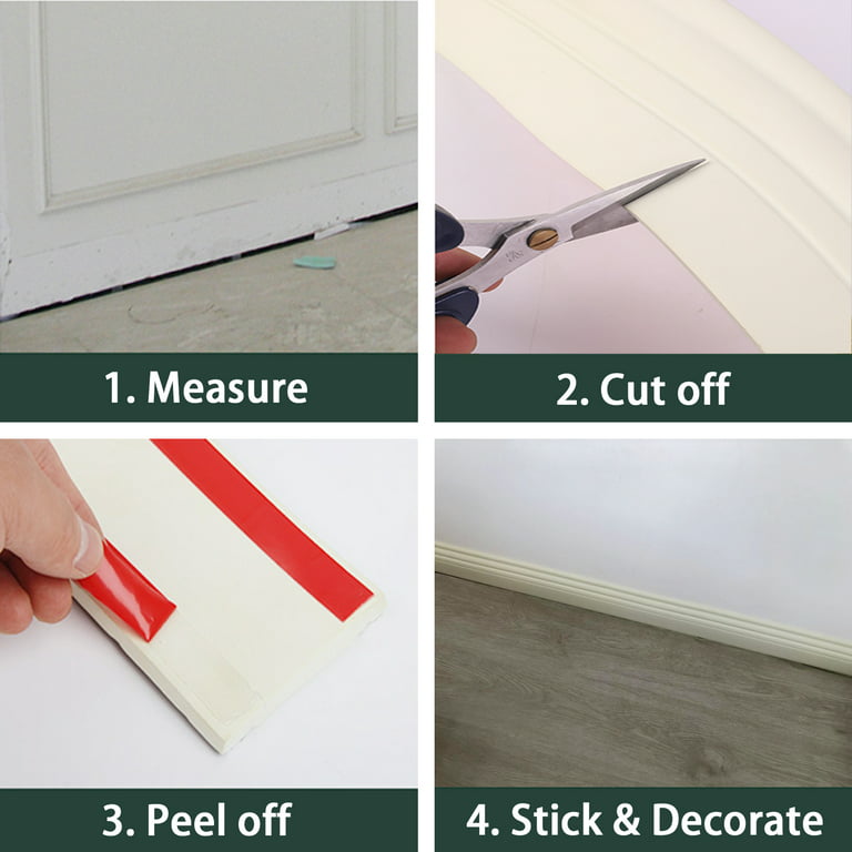  Paintable Wall Molding Trim, Peel and Stick Self-Adhesive  Chair Rail
