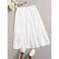 thumbnail image 2 of Women's Ruffle Hem Midi Skirt High Waist A Line Swing Solid Skirts, 2 of 4