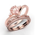 thumbnail image 3 of Gorgeous Minimalist 2.25 Carat Pear Cut Morganite And Diamond Moissanite Unique Engagement Ring, Affordable Wedding Ring, Two Matching Band in 10k Solid Rose Gold Gift For Her Love, Trio Ring Set, 3 of 4