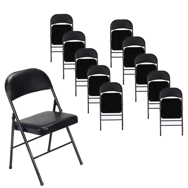 Silla Plegable con Asiento Acolchado para Eventos Oficina Bodas 10 Piezas Color Negro Practiksa Plegable