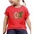 thumbnail image 3 of Ink Printed Image NOT a Yarn Patch Joy Holiday Shirt for Women, Teens & Kids Christmas Tee Vintage Red Shirt Youth Large, 3 of 6