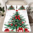 thumbnail image 2 of Manfei Chic Christmas Tree Twin Sheet Sets,Happy New Year Twin Fitted Sheet,White Green Red Flat Sheet For Girls Kids,Microfiber Bedroom Decor,3 Pieces, 2 of 7