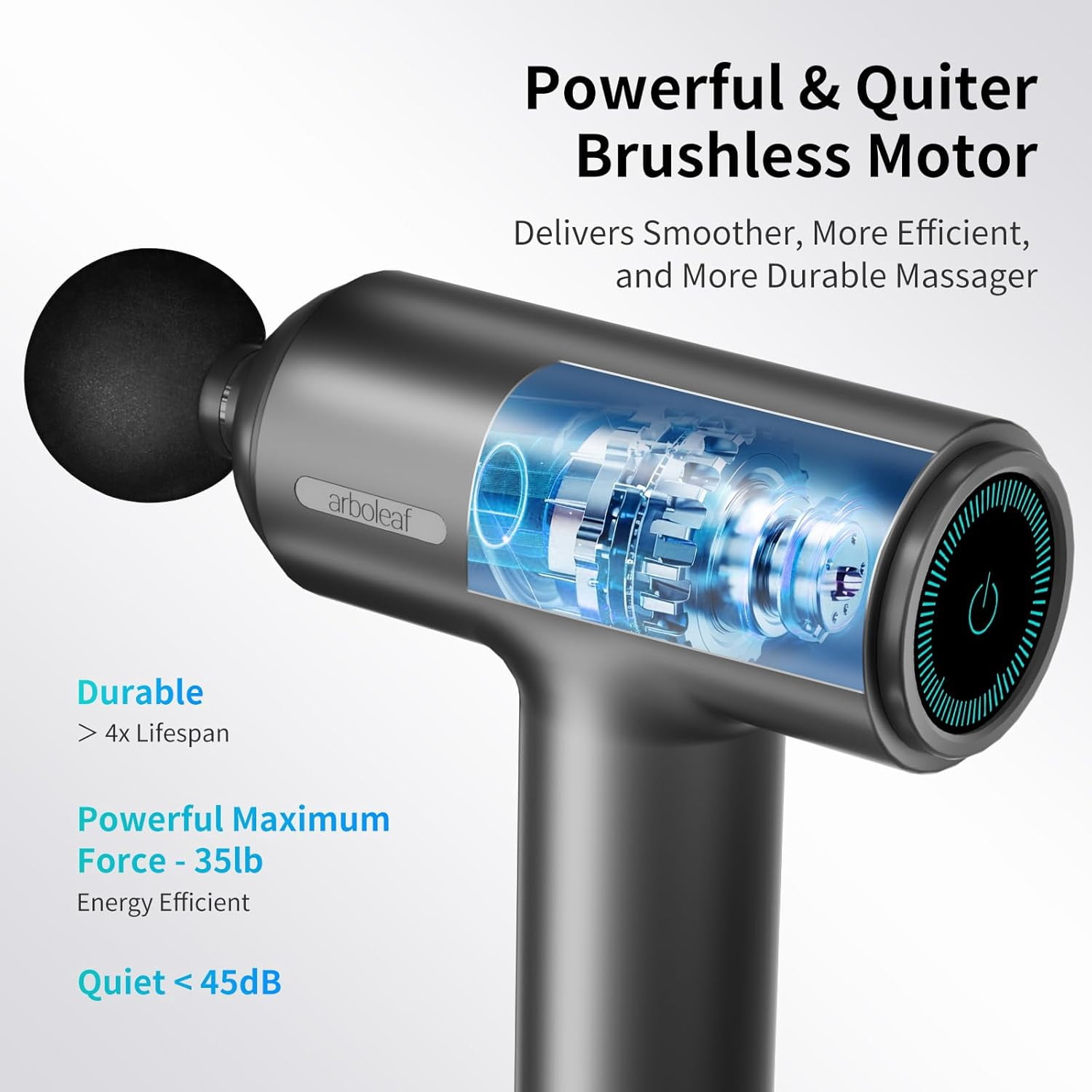 Arboleaf Deep Tissue Massage Gun with 6 Speeds and LED Touch Screen for Muscle Pain Relief