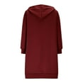 thumbnail image 4 of BiZtdJrK Women's Zip Up Hoodies Oversized Fleece Casual Fall Jacket Long Sleeve Long Sweatshirts Coat with Pockets Red M, 4 of 10