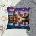 thumbnail image 2 of Heduofu Throw Pillow Cover Decor Cases Square American Orange Cityscape Orlando Florida Downtown City America EOLA Lake Night Scene Zippered Cushion Case Home White, 2 of 5