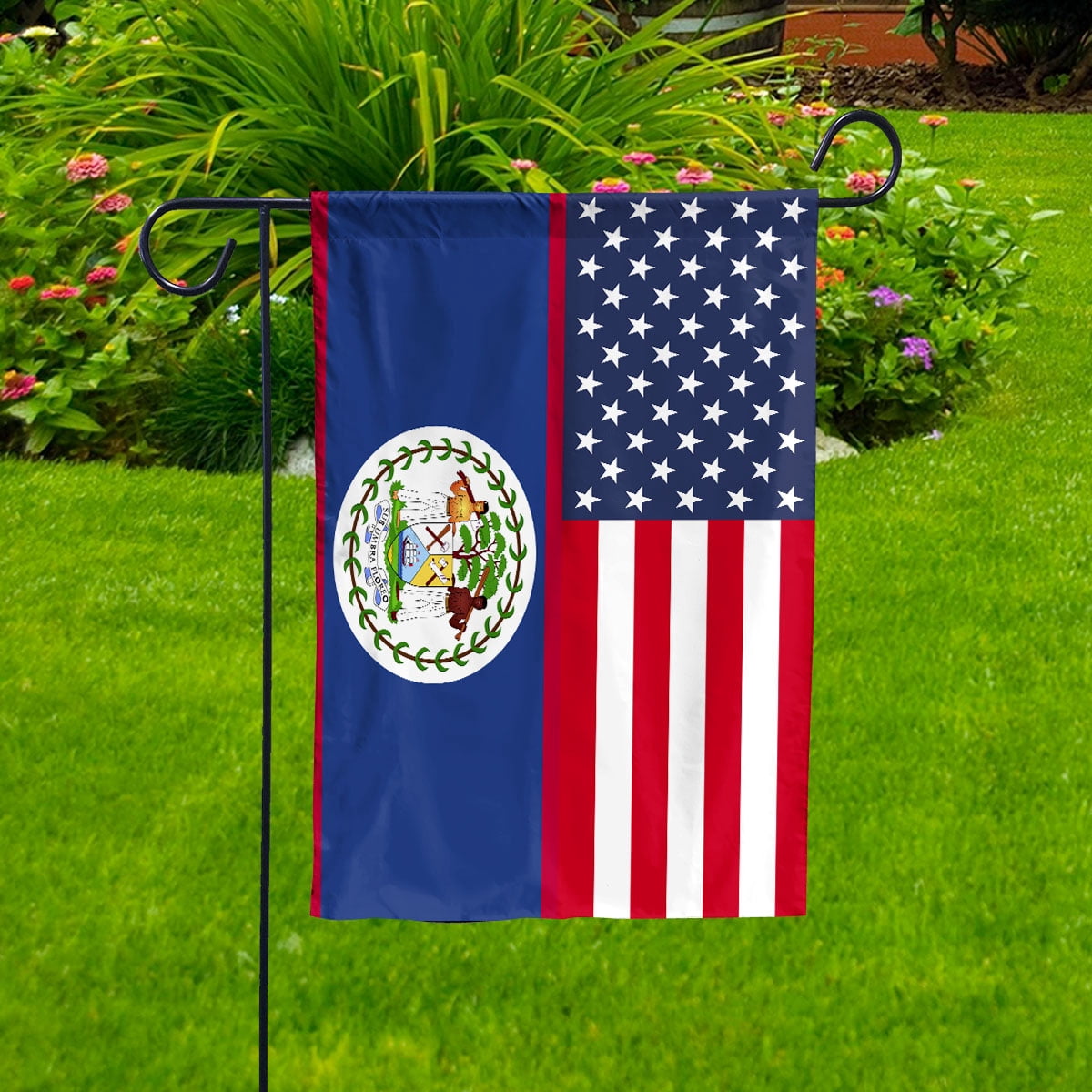American Belize Flag Belizean Friendship U.S.A Memorial Day Patriotic For House Flag, Double-Sided Decorative Outdoor Flag, Patriotic Polyester Yard Flag 29.5 x 39.5 in