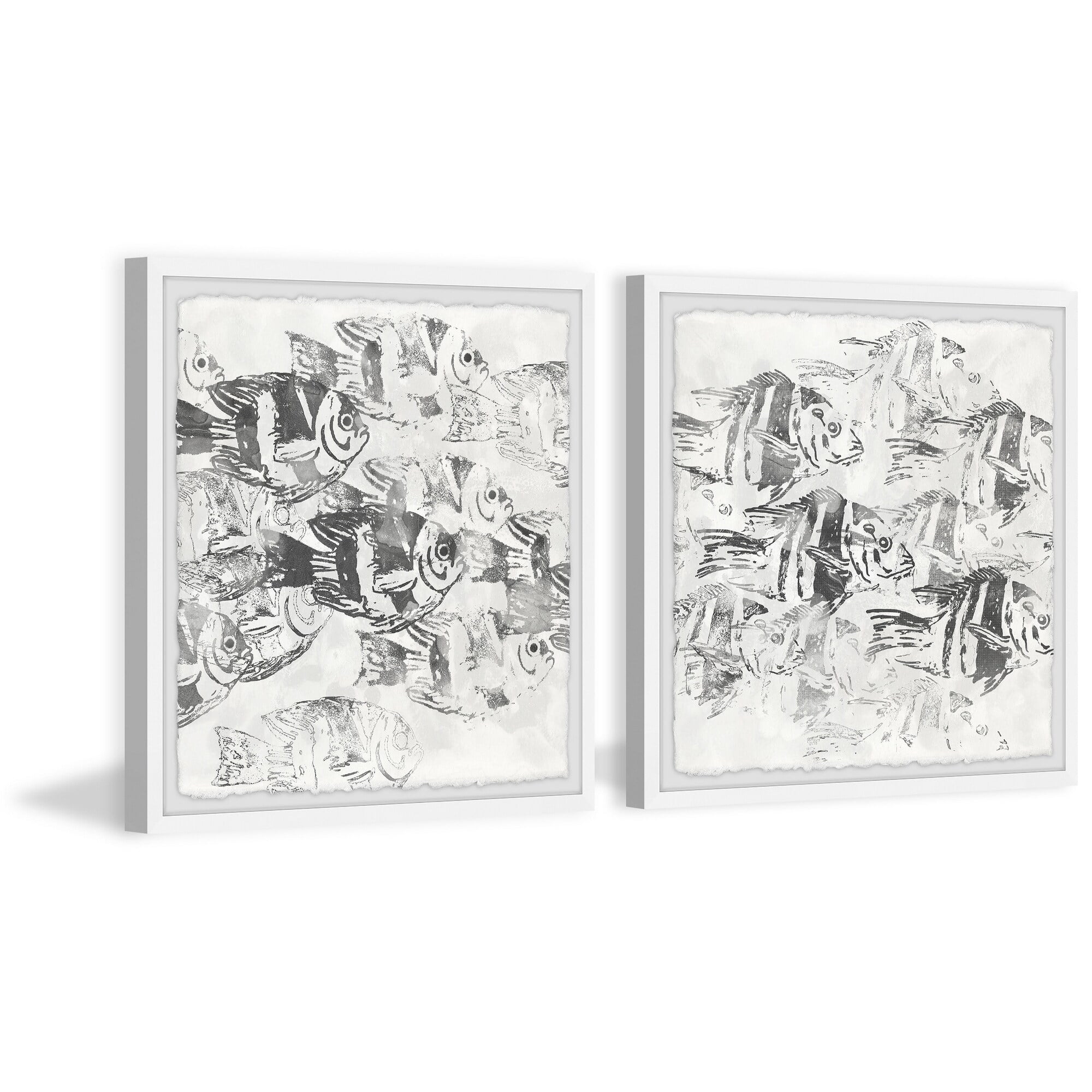 Marmont Hill Sea life Batik x iv Diptych, Art Prints 64.00" x 1.50"