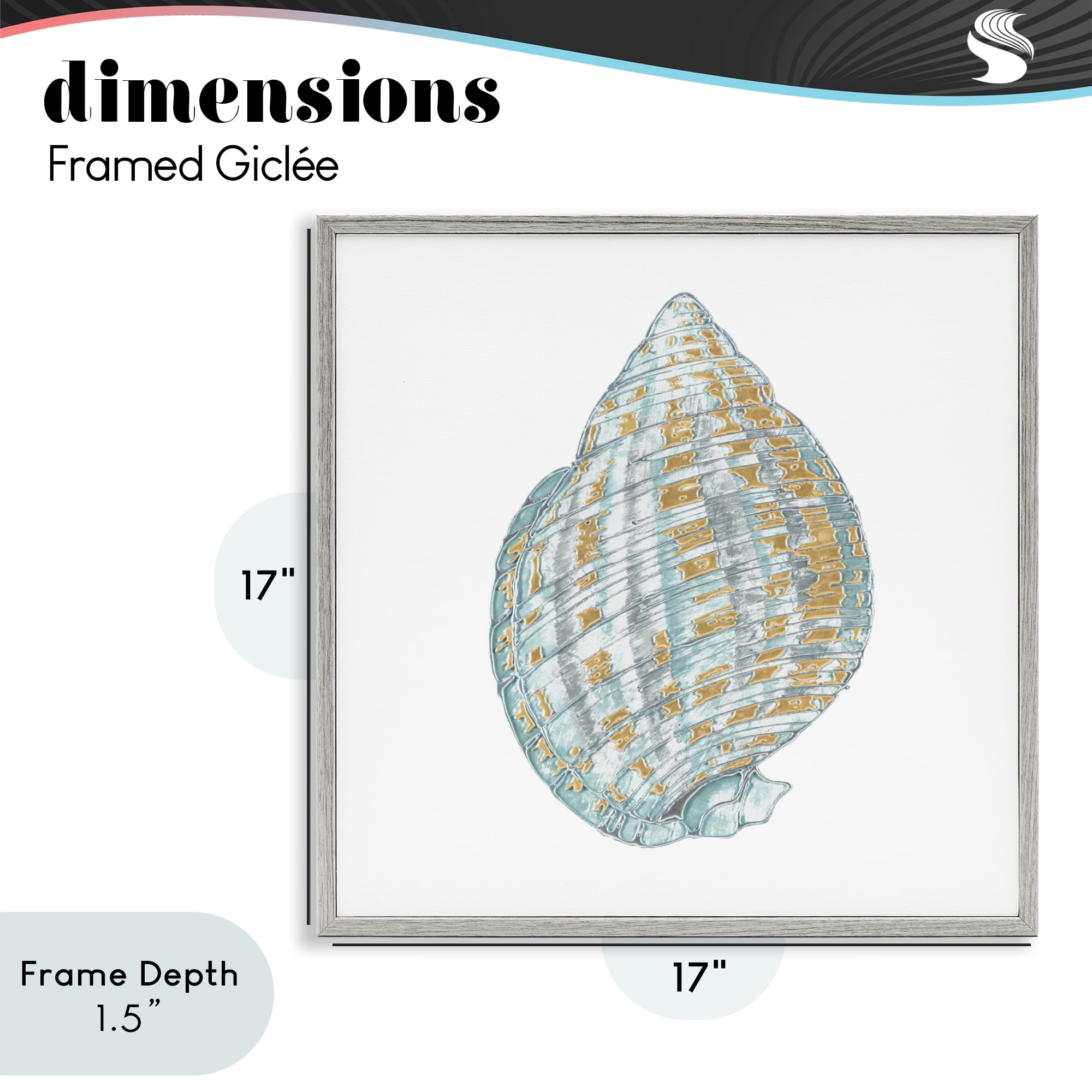 Stupell Industries Regal Shells Spiral Gray Framed Giclee Art, design by Lorenzo Collective