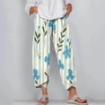thumbnail image 3 of Pantalones de Mujer Traje Verano Cómodo de Moda Impreso Pantalones Recortados, Pantalones Elásticos Casuales, 3 of 5