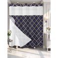 thumbnail image 4 of Navy Blue Geometric No Hook Shower Curtain Waterproof,Bathroom Curtains with Snap in Liners and See Through Top Window,Brown Modern Abstract Art Aesthetics Hotel Bathtub Curtains Shower 66"Wx72"L, 4 of 8