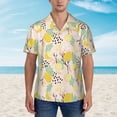 thumbnail image 5 of Uemuo Lemon Leaves Printed Regular Fit Short Sleeve Casual Hawaiian Shirt for Men,Aloha shirt,Tropical shirt,Floral print shirt,Vacation Beach shirt-Large, 5 of 9