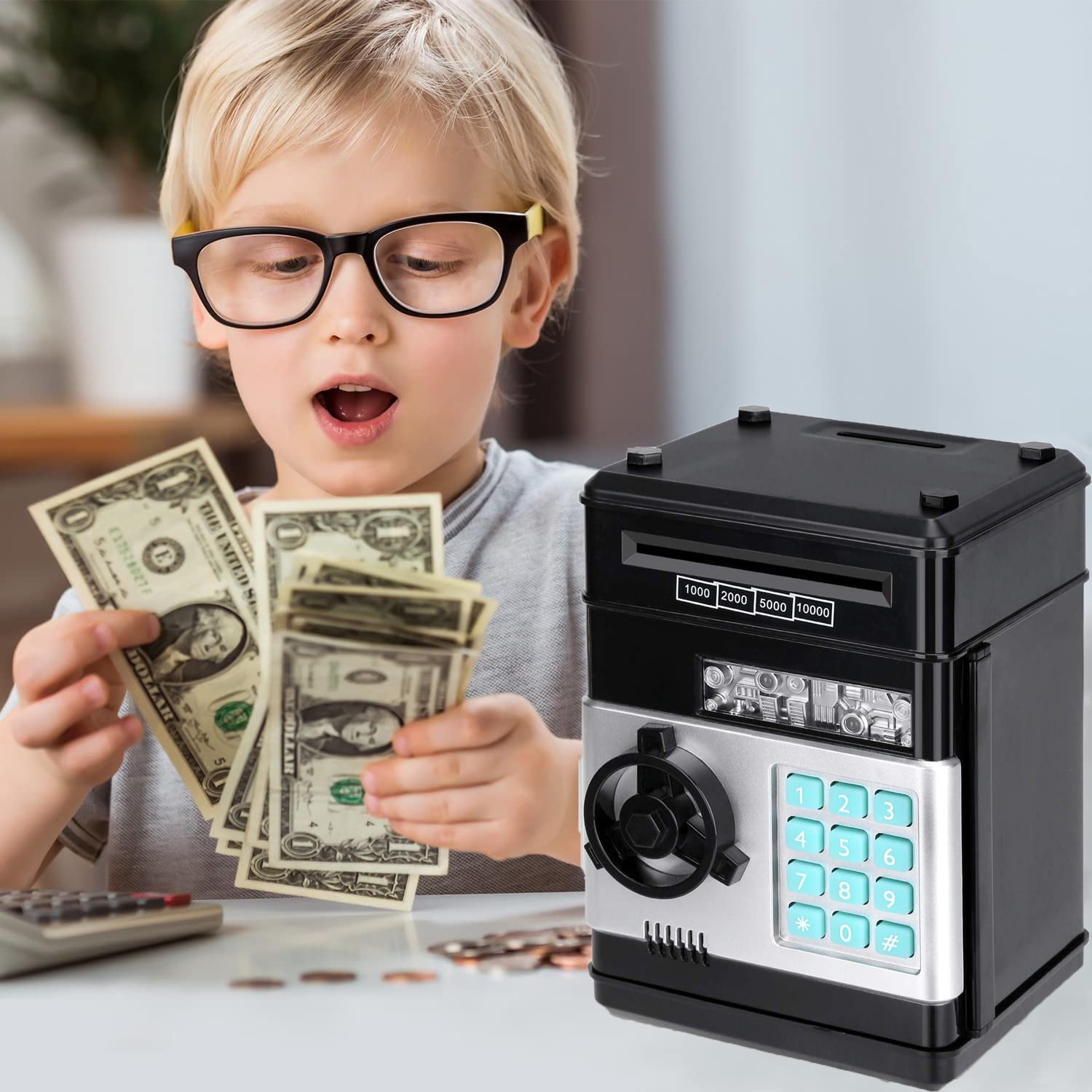 Piggy Money Bank for Kids,Cash Coin Box,Electronic Password Money Bank
