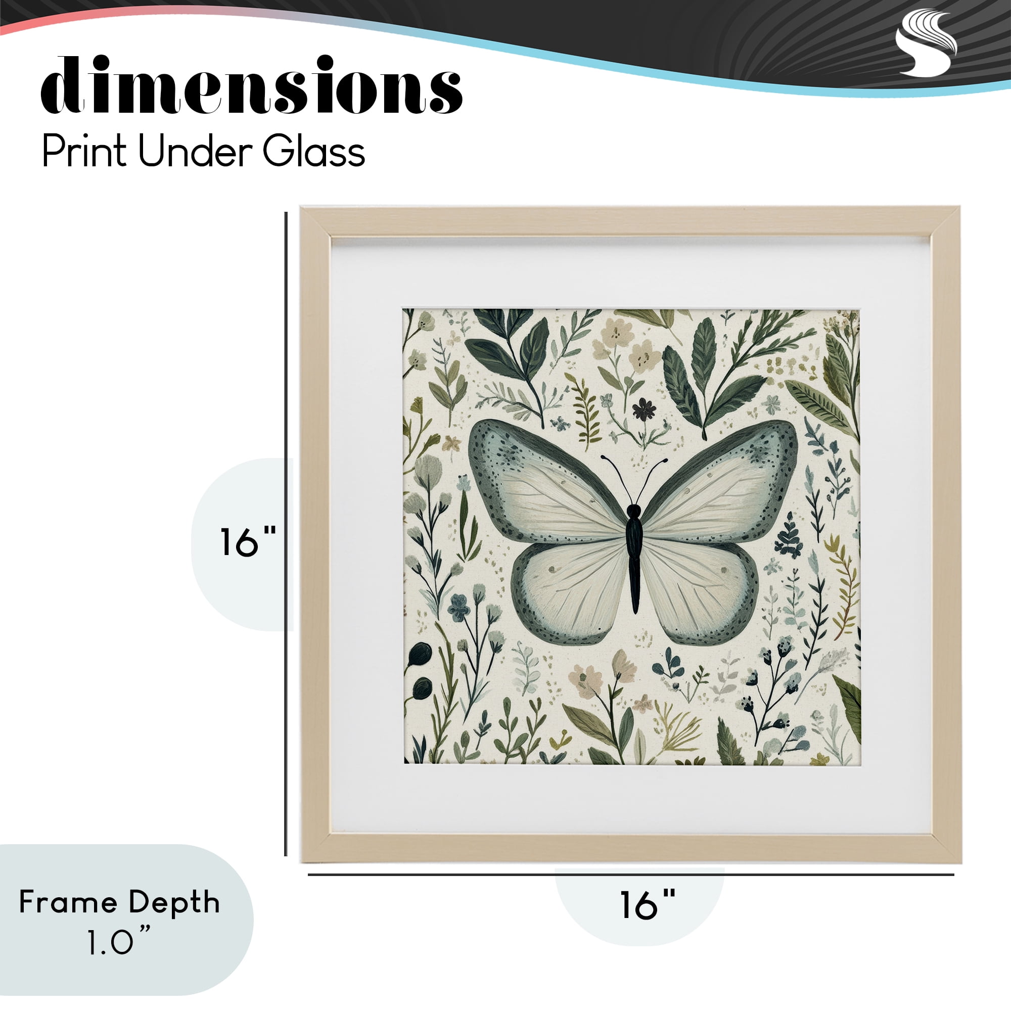 Stupell Industries Dusty Blue Butterfly Botanicals Birch Framed Print Under Glass, design by Petal Prints Design