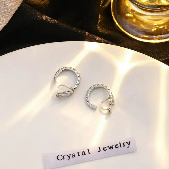 Clip on 3/4" small silver pin hole edge hoop earrings