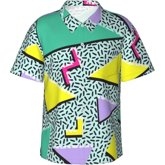 Vintage 80s 90s Mens Hawaiian Shirt Short Sleeve Casual Button Up Tropical Summer Beach Shirt