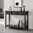 thumbnail image 3 of Alden Design 3-Drawer Wooden Console Table with Storage Shelf for Entryway, Black, 3 of 8