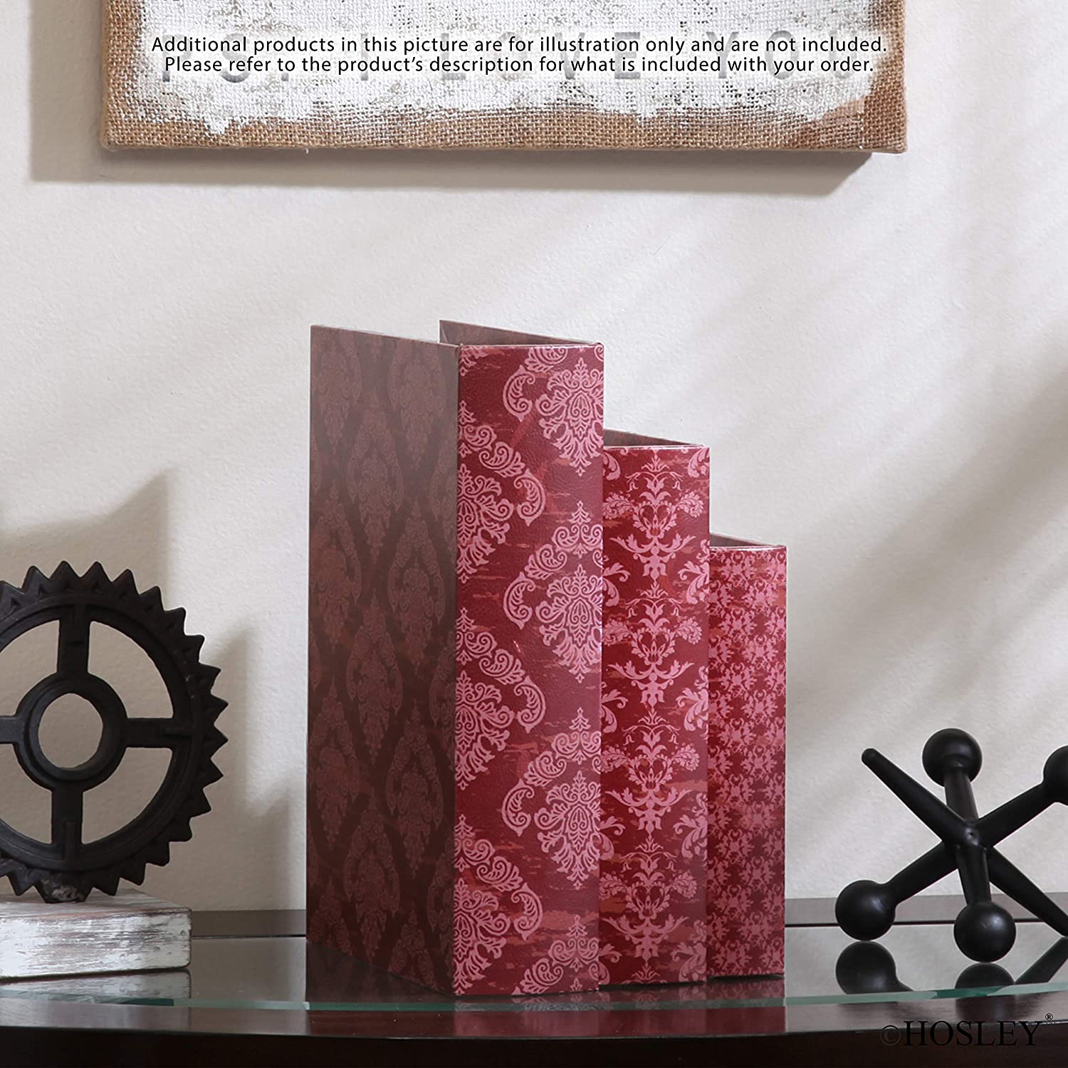Hosley Home Wooden Storage Farmhouse Memory Book Boxes Set of 3, Red Brown & Gold Paisley - image 5 of 8