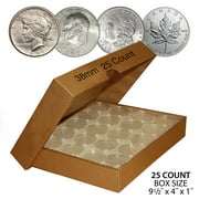 MERRICK MINT 25 Direct-Fit Airtight 38mm Coin Capsules For MORGAN / PEACE / IKE DOLLARS w/BOX