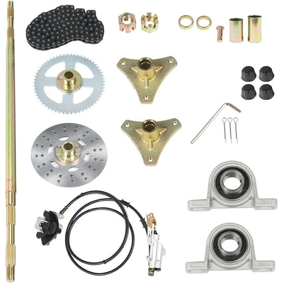 ALL-CARB 29 inch Rear Live Axle Kit Complete Sprocket Hub Brake Chain Brake Master Cylinder Caliper Replacement for Drift Trike Go Kart