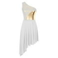 thumbnail image 3 of TiaoBug Womens Color Block Praise Liturgical Dance Dress Tunic Worship Irregular Hem Lyrical Dancewear White XL, 3 of 7