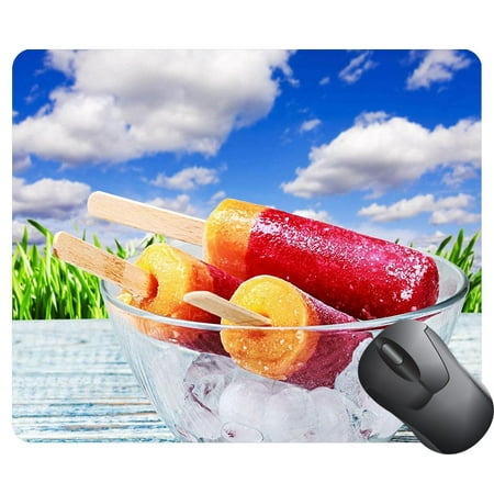 Wooden Moose POPCreation ice cream on a plate with ice on a wooden table Mouse pads Gaming Mouse Pad 9.84x7.87 inches ()