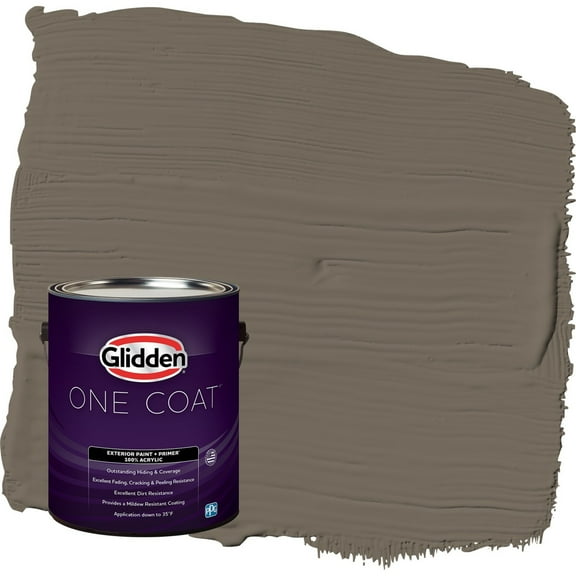 Glidden One Coat Granite / Brown Flat Exterior Paint with Primer, 1 Gallon