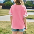 thumbnail image 4 of Efsteb Girls Oversized T Shirts Summer Striped Short Sleeve Tops Casual Crewneck Loose Tshirt Tunic Shirt (Hot Pink,6-7 Years), 4 of 6