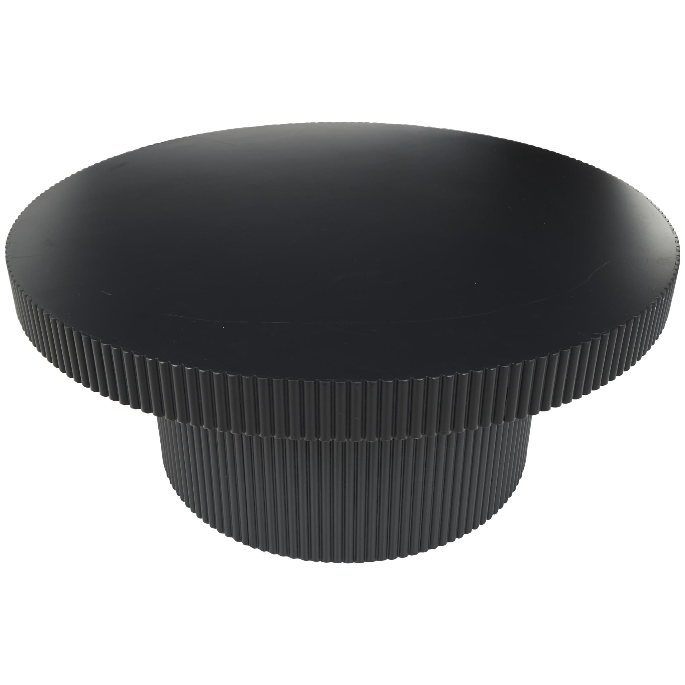DecMode 36" x 16" Black Wooden Dimensional Ribbed Coffee Table, 1-Piece