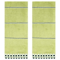 Unique Bargains Striped Checked Hand Towels Absorbent Green 2-Piece