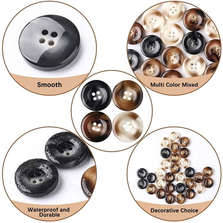 30 PCS Resin Sewing Buttons, 25mm/1 inch Round Bulk Buttons for